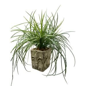 Faux Grass Plant Stone Concrete Look Pot 11.5 in Home Decor Accent